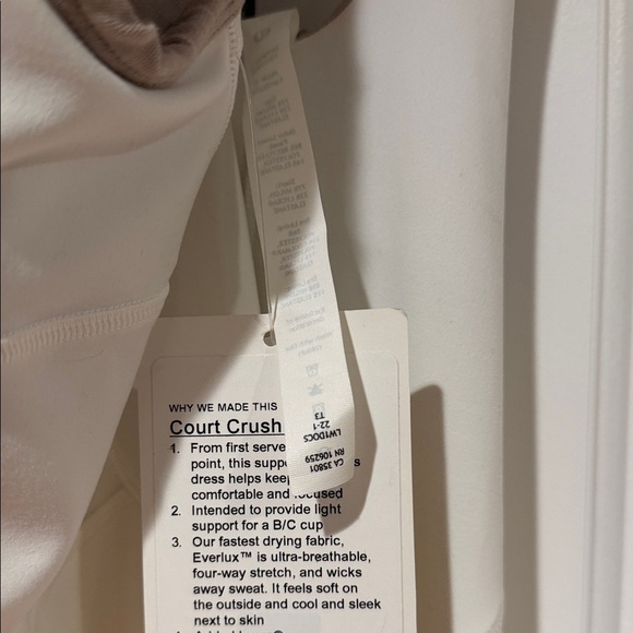 lululemon‎ athletica court crush Women's White Tennis Dress NWT 10 - Picture 6 of 8